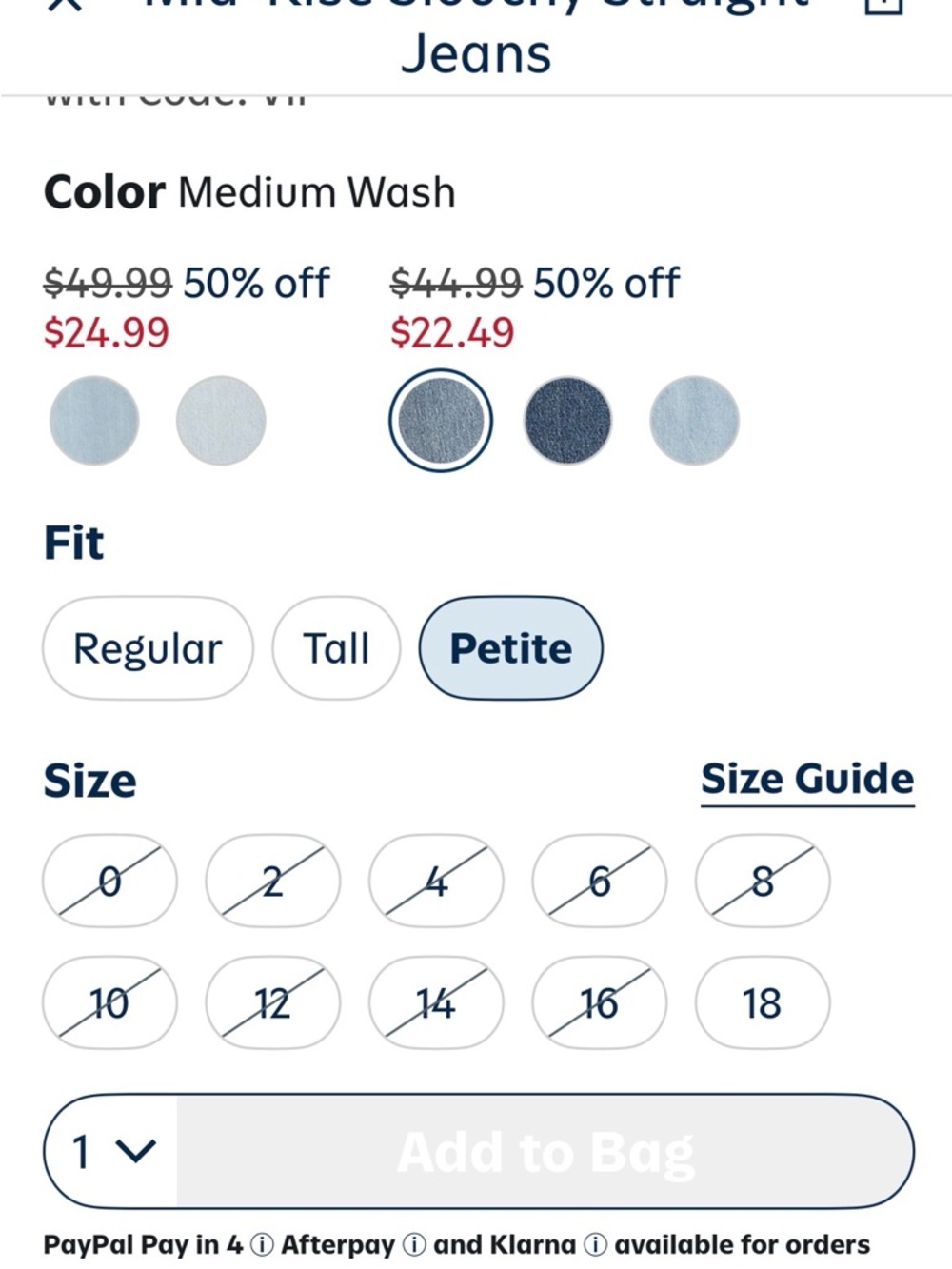 Old navy mid-rise slouchy jean medium wash size 2 petite no longer available - Picture 9 of 13